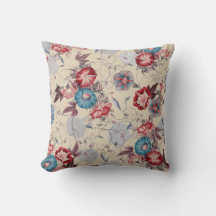 Japanische Morgenglorien Blume Muster Beige Kissen