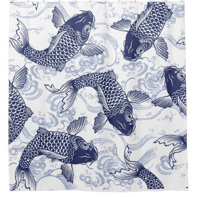 JAPANISCHE MUSTER-FISCHE im WASSER Duschvorhang (Vorderseite)