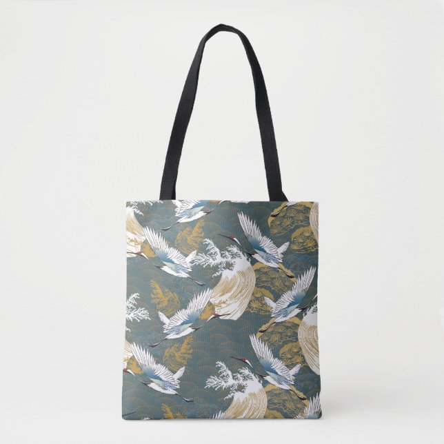 Japanische Muster für Vintage Kranvögel Tasche (Vorderseite)