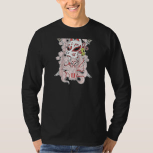 Japanische Mythische Kreatur Kitsune Maske Nine Ta T-Shirt