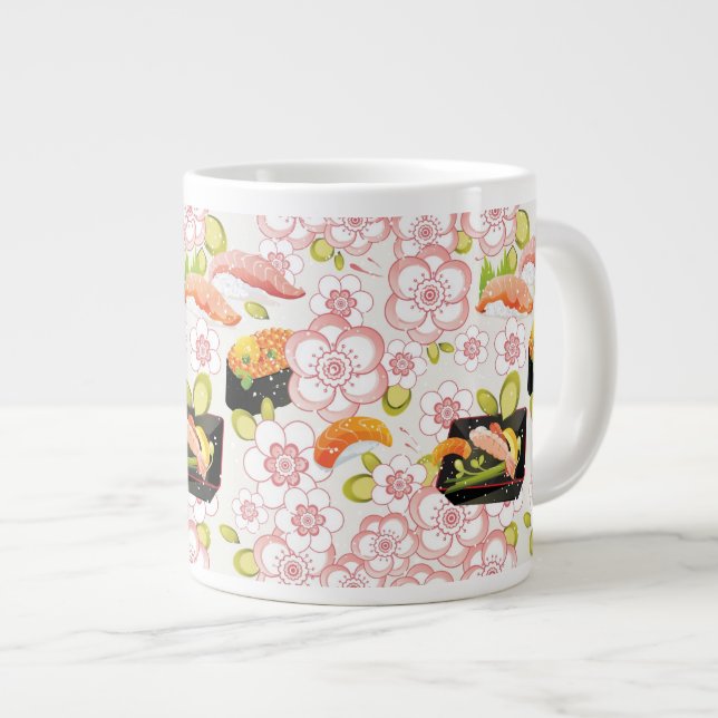 Japanische Nahrung: Sushi-Muster 2 Jumbo-Tasse (Vorderseite Rechts)
