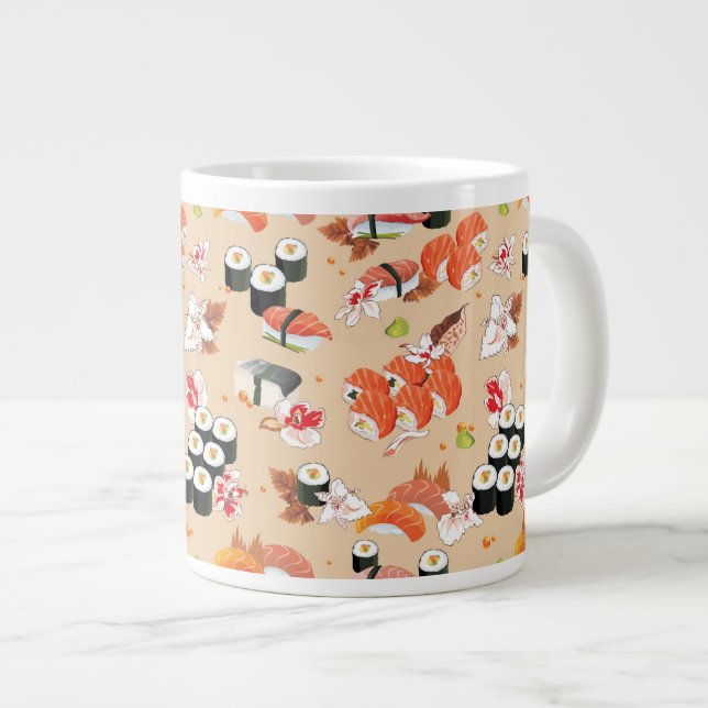Japanische Nahrung: Sushi-Muster 3 Jumbo-Tasse (Vorderseite Rechts)