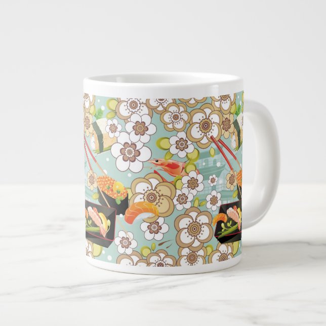 Japanische Nahrung: Sushi-Muster 4 Jumbo-Tasse (Vorderseite Rechts)