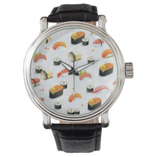Japanische Nahrung: Sushi-Muster Armbanduhr