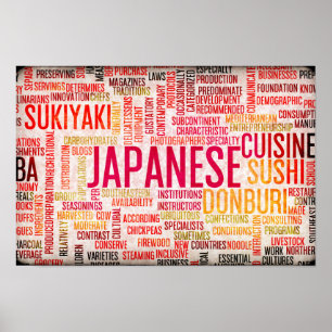 Japanische Nahrung und Küche-Menü-Hintergrund Poster