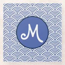Japanische Nami Wave Muster und Monogram Glasuntersetzer
