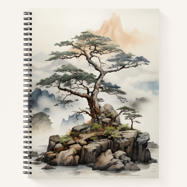 Japanische Natur Bonsai Tree Art Design Notizbuch (Vorderseite)