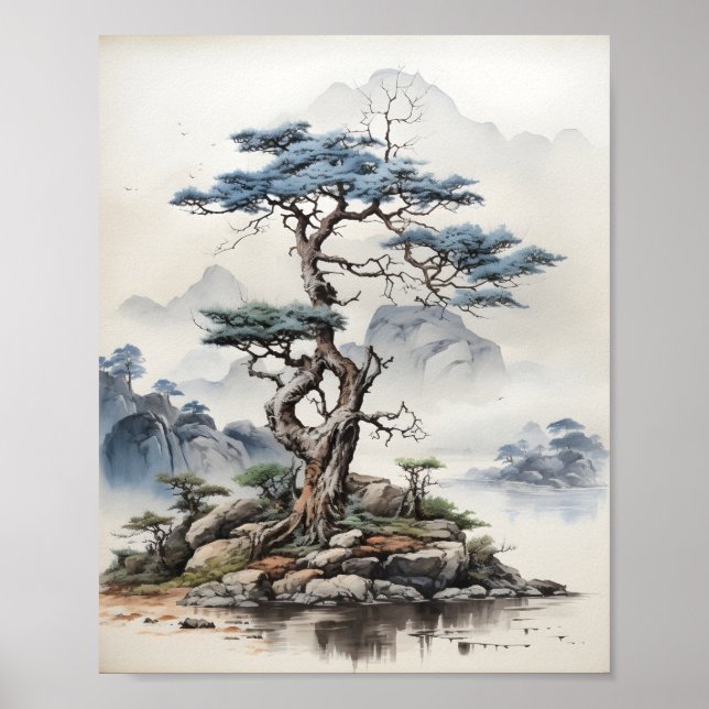 Japanische Natur Bonsai Tree Kunstmuseum Poster (Vorne)