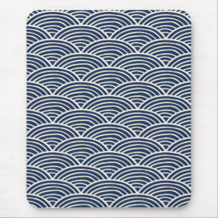 Japanische Navy Blue Ocean Waves Mousepad