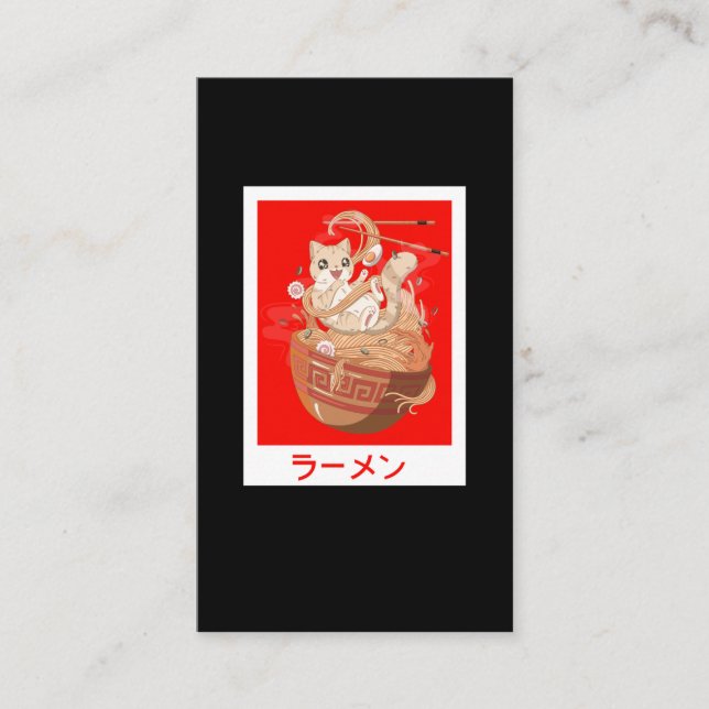 Japanische Noodles Anime Cat und Ramen süchtig Visitenkarte (Vorderseite)