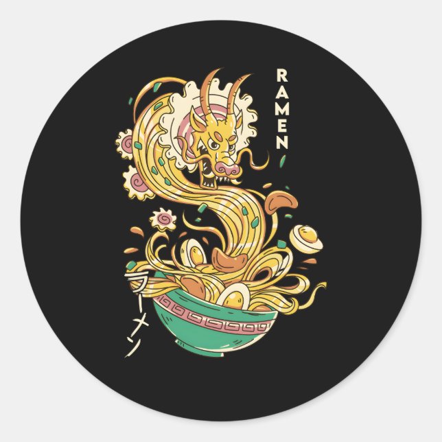 Japanische Noodles Ra Dragon Soup Otaku Feinschmec Runder Aufkleber (Vorderseite)