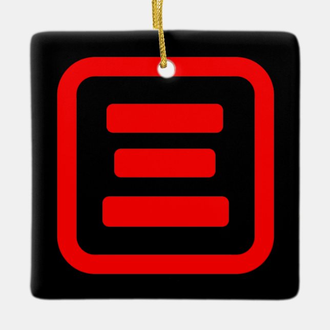 Japanische Nummer drei 三 【San】 Kanji Keramikornament (Vorderseite)