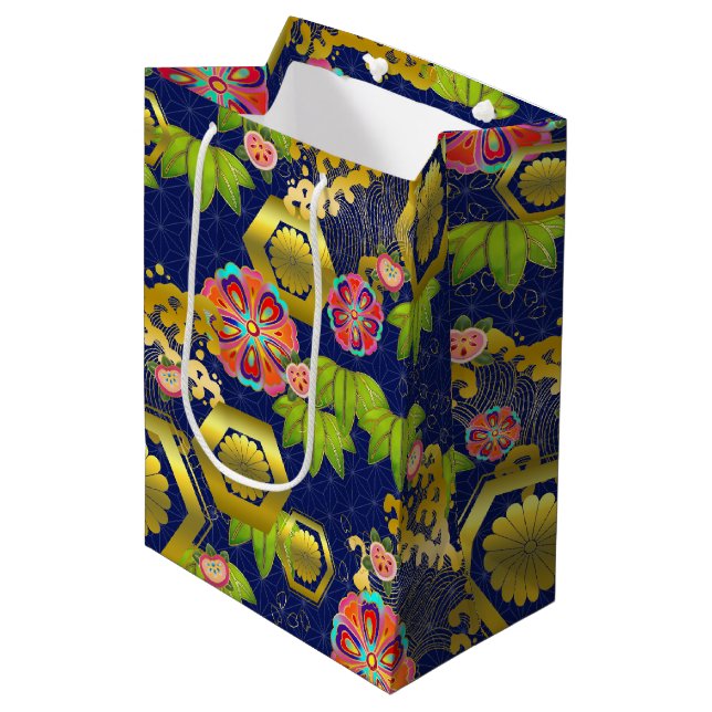 Japanische Omeyage-Geschenktasche Mittlere Geschenktüte (Vorderseite Schrägansicht)