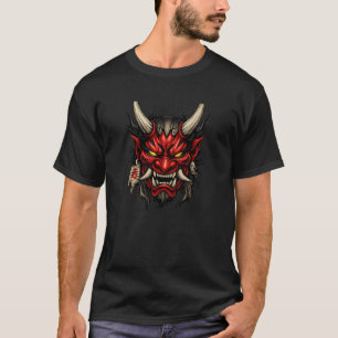 Japanische Oni-Maske Roter Dämon Grafik T-Shirt