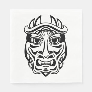 Japanische Oni-Maske Tribal-Dämon Linienkunst Serviette