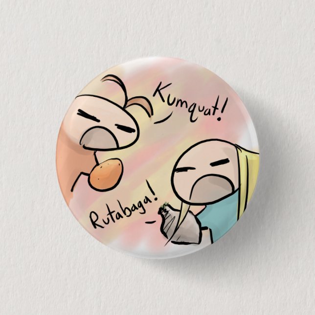 japanische Orange gegen schwedische Rübe Button (Vorderseite)