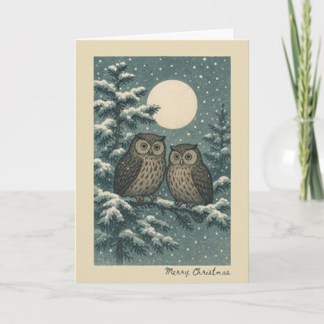 Japanische Owls - Weihnachtskarte Karte (Vorderseite)