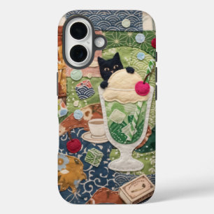 Japanische Patchwork-Katzenkunst iPhone 16 Hülle