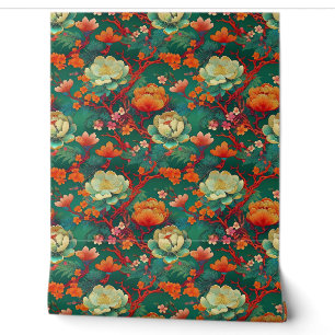 Japanische Ponys auf Smaragd Tapete