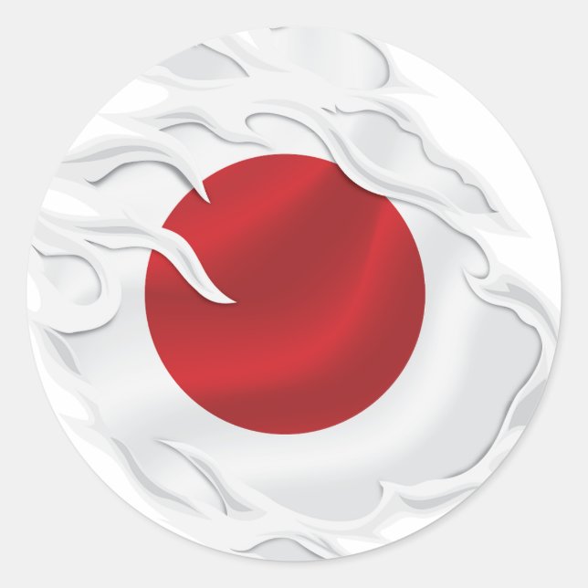 Japanische Rippfahne Runder Aufkleber (Vorderseite)