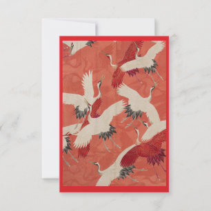 Japanische Rote Kimono-Krane Danke-Karte Dankeskarte