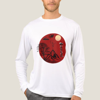 Japanische Rote Sonne Mount Fuji Landschaft Ästhet Tri-Blend Shirt