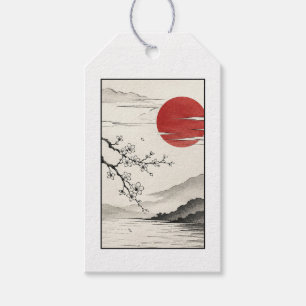 Japanische rote Sonnen-Kirschblüten-Landschaft Geschenkanhänger