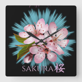 Japanische Sakura-Armbanduhr Quadratische Wanduhr