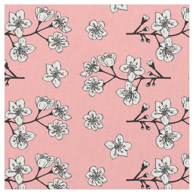 Japanische Sakura Blossom Blume Muster Stoff (Nahaufnahme)