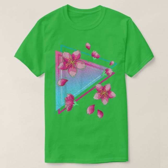 Japanische Sakura Blume Vaporwave Ästhetische Kirs T-Shirt (Design vorne)