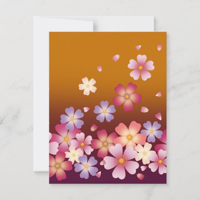 Japanische Sakura Blüten Gold & PLum Mitteilungskarte (Vorderseite)