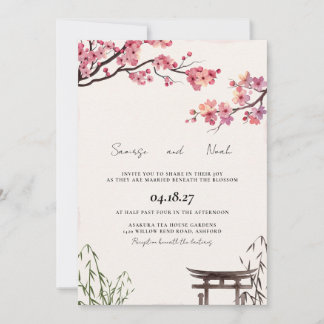 Japanische Sakura-Kirschblüten-Hochzeit Einladung