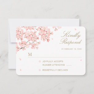 Japanische Sakura-Kirschblüten Hochzeit RSVP Karte