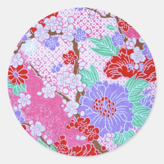 Japanische Sakura Muster Rundkleber Runder Aufkleber (Vorderseite)