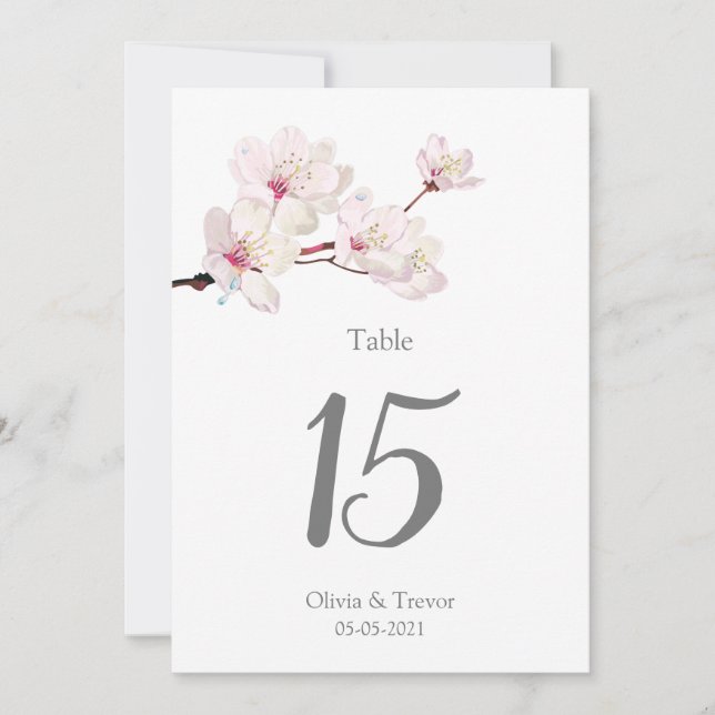 Japanische Sakura Pink Cherry Blossom Tischnummern (Vorderseite)