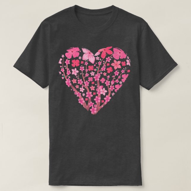 Japanische Sakura Rosa Blume Hübsch Cherry Bl T-Shirt (Design vorne)