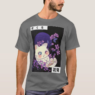 Japanische Sakura Tree Kawaii Kitten Cherry Blume T-Shirt