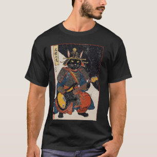 Japanische Samurai-Katze spielt elektrische Gitarr T-Shirt