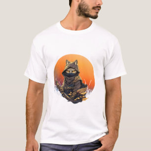 Japanische Samurai Katze Tattoo kawaii Ninja Katze T-Shirt