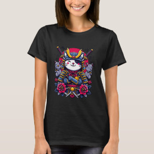 Japanische Samurai-Katzen-Ninja-Katze T-Shirt