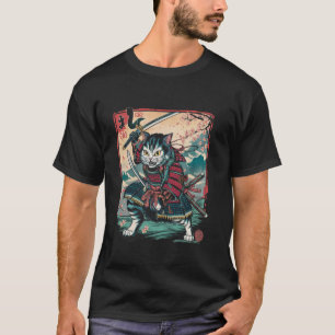 Japanische Samurai-Katzen-Ninja-Katze T-Shirt