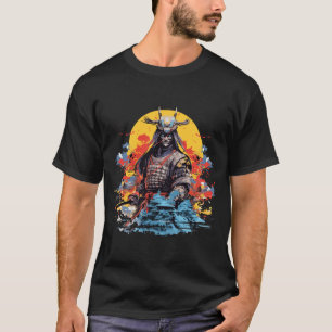 Japanische Samurai Portrait Warrior Tradition Kuns T-Shirt