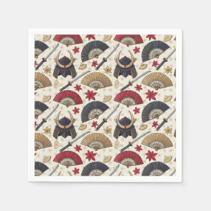 Japanische Samurai-Rüstung & Katana-Designmuster-K Serviette