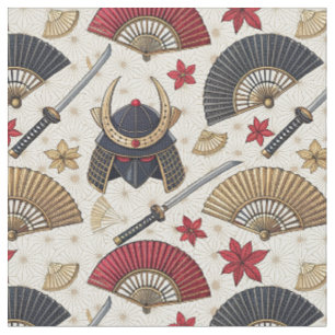 Japanische Samurai-Rüstung & Katana-Designmuster-K Stoff