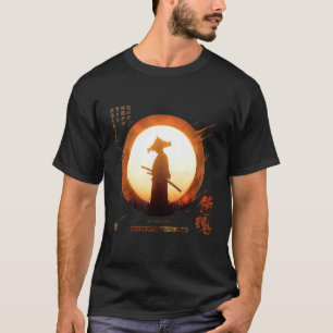 Japanische Samurai Sonnenuntergang in Vaporwave Re T-Shirt
