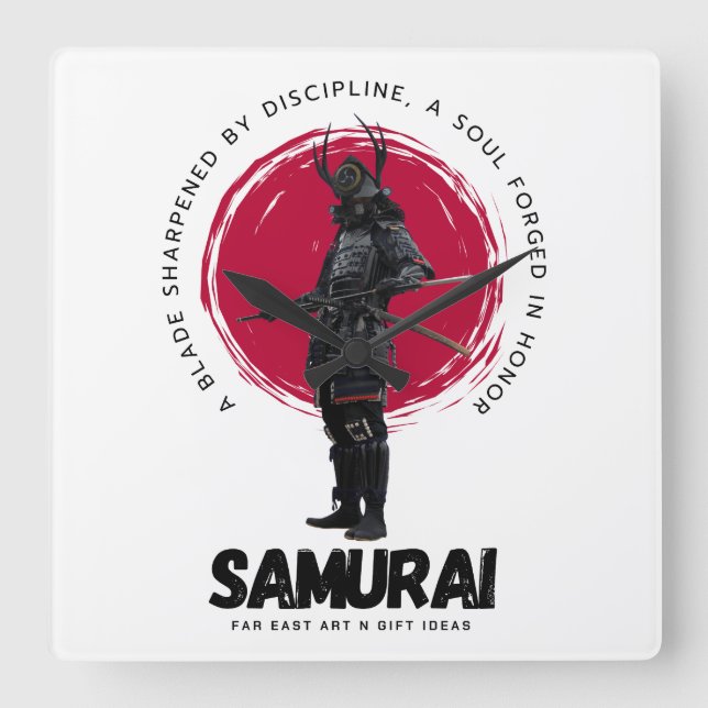 Japanische Samurai-Wanduhr  Quadratische Wanduhr (Vorderseite)