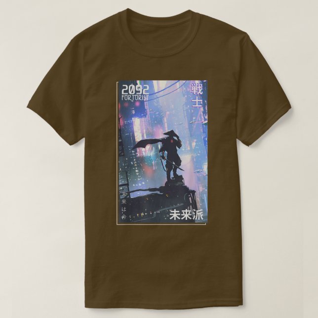 Japanische Samurai Warrior Aesthetic Futurist Vide T-Shirt (Design vorne)
