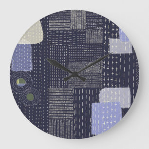 Japanische Sashiko-Stiche ähneln dem Muster Große Wanduhr