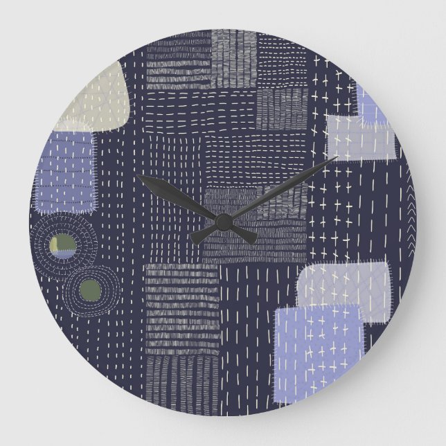 Japanische Sashiko-Stiche ähneln dem Muster Große Wanduhr (Vorderseite)