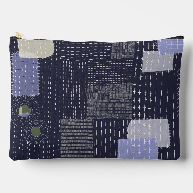 Japanische Sashiko-Stiche ähneln dem Muster Zubehörtasche (Vorderseite)